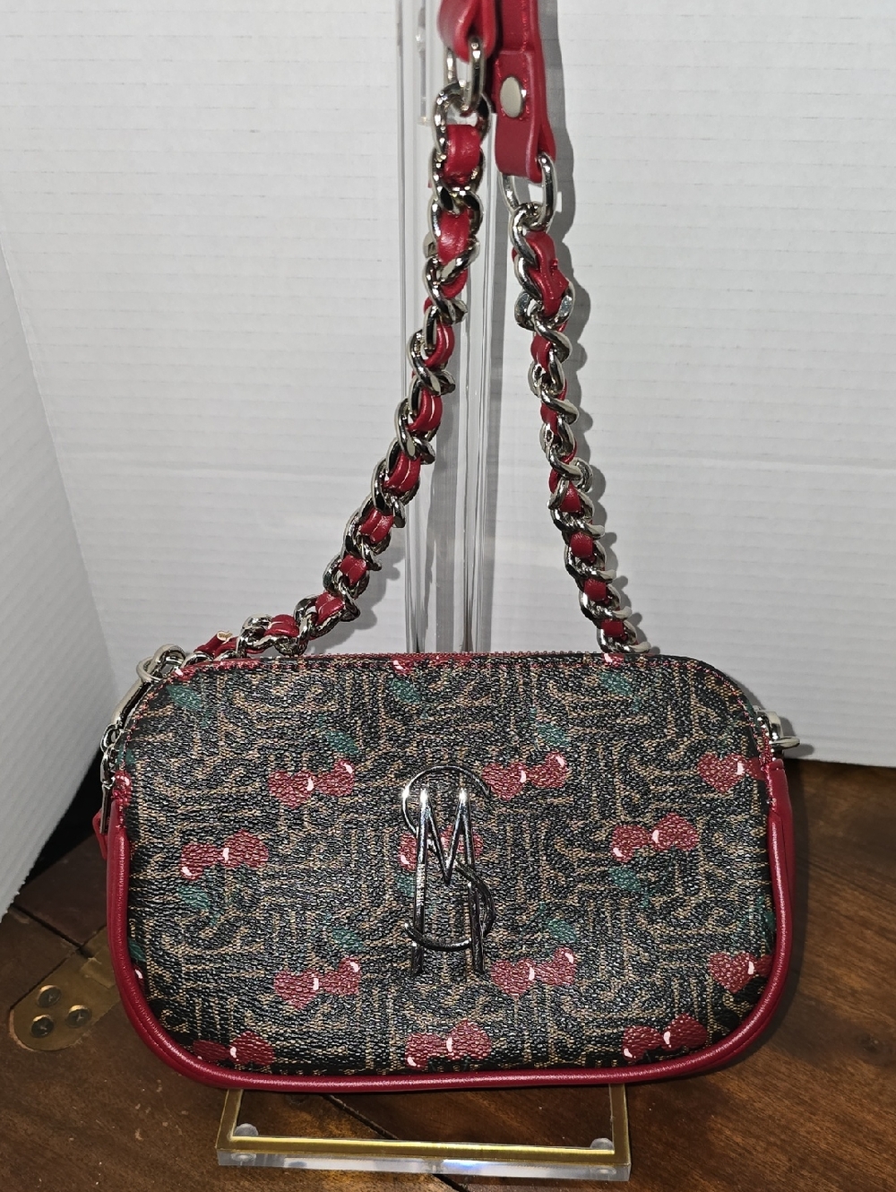Steve Madden Red Cherry-Print Chain Shoulder Bag